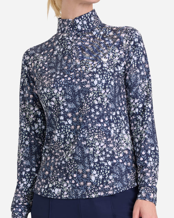 Velocity Quarterzip - Super Duper Bloom - Dark Navy