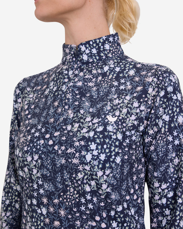 Velocity Quarterzip - Super Duper Bloom - Dark Navy
